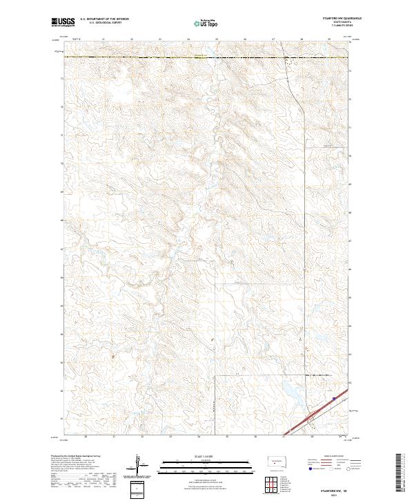 USGS US Topo 7.5-minute map for Stamford NW SD 2021