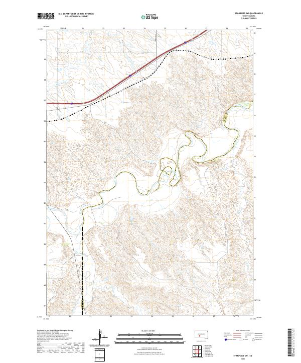 USGS US Topo 7.5-minute map for Stamford SW SD 2021