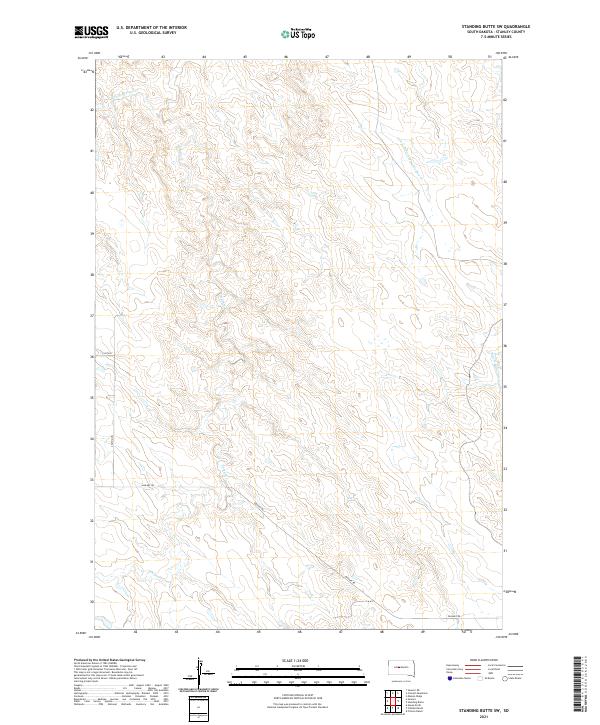 USGS US Topo 7.5-minute map for Standing Butte SW SD 2021