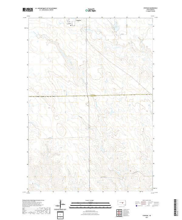 USGS US Topo 7.5-minute map for Stephan SD 2021