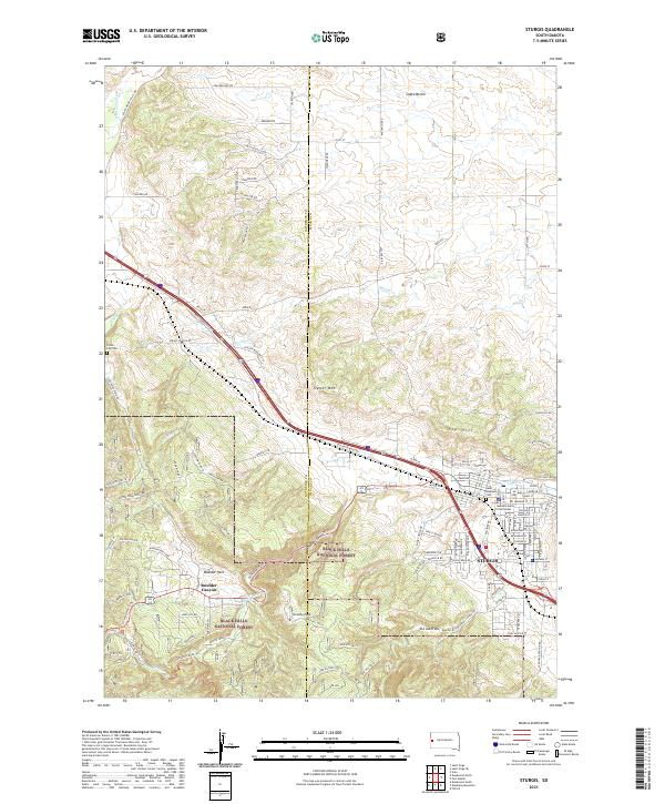 USGS US Topo 7.5-minute map for Sturgis SD 2021