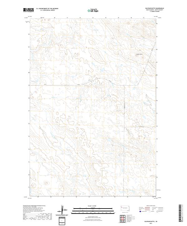 USGS US Topo 7.5-minute map for Sulphur Butte SD 2021