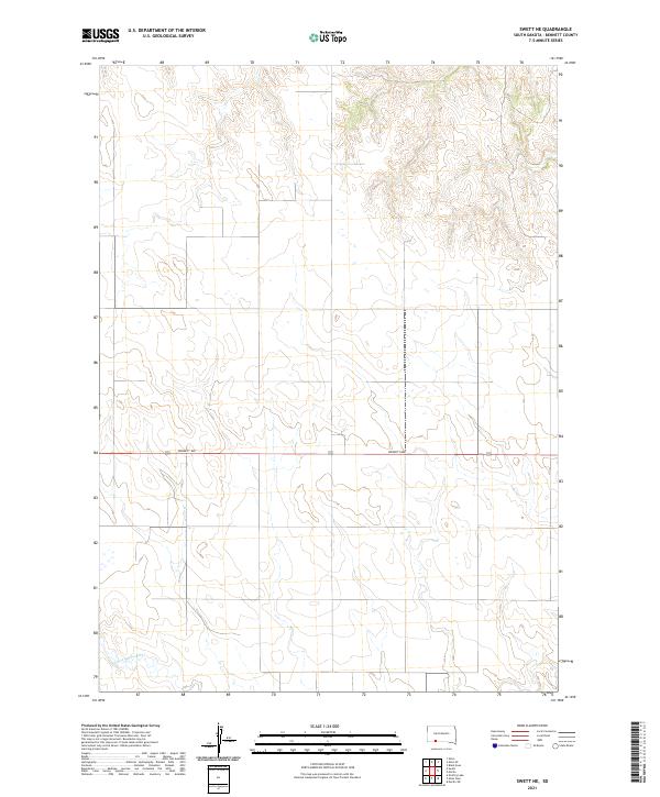 USGS US Topo 7.5-minute map for Swett NE SD 2021