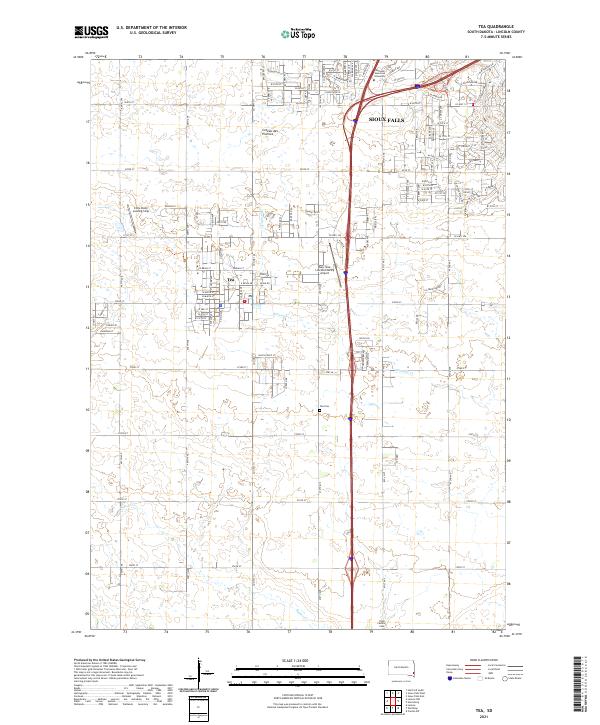 USGS US Topo 7.5-minute map for Tea SD 2021