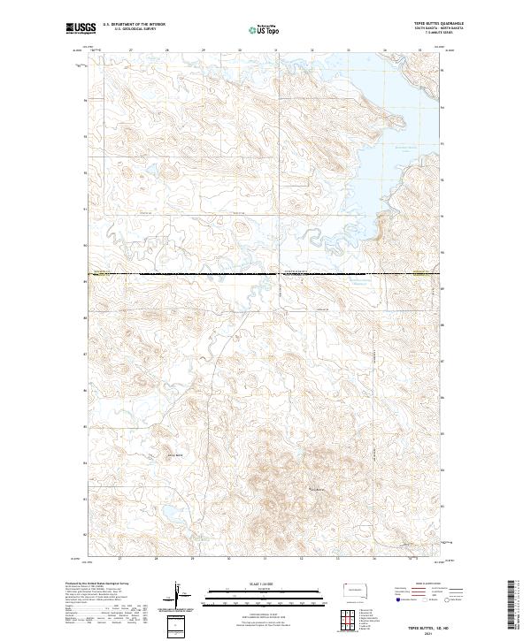 USGS US Topo 7.5-minute map for Tepee Buttes SDND 2021