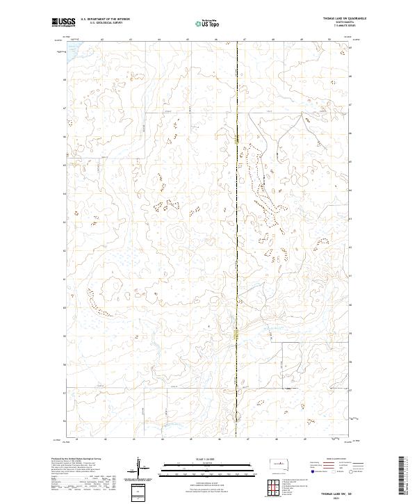 USGS US Topo 7.5-minute map for Thomas Lake SW SD 2021