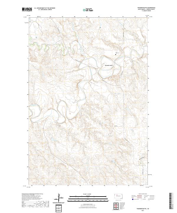 USGS US Topo 7.5-minute map for Thunder Butte SD 2021