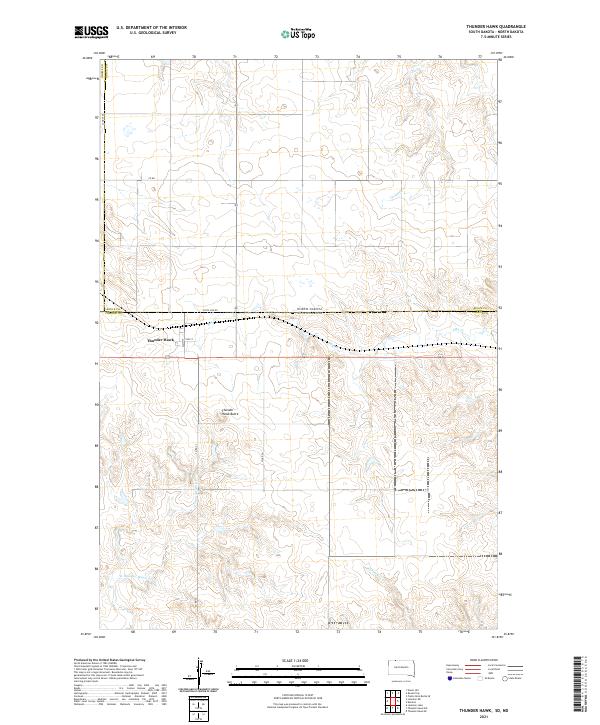 USGS US Topo 7.5-minute map for Thunder Hawk SDND 2021