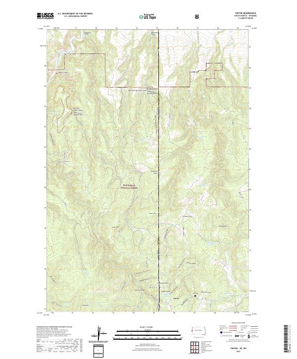 USGS US Topo 7.5-minute map for Tinton SDWY 2021