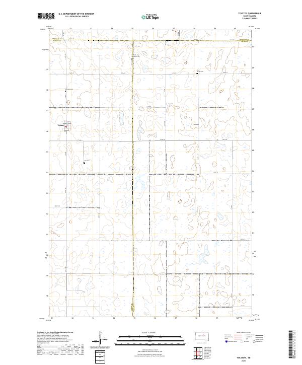 USGS US Topo 7.5-minute map for Tolstoy SD 2021