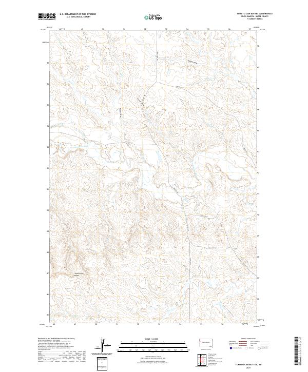 USGS US Topo 7.5-minute map for Tomato Can Buttes SD 2021