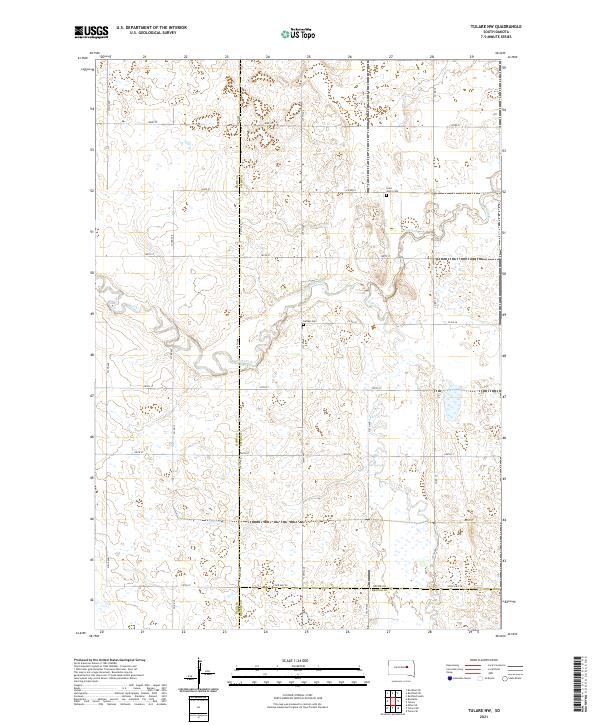 USGS US Topo 7.5-minute map for Tulare NW SD 2021