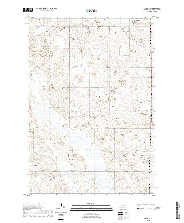 USGS US Topo 7.5-minute map for Tulare SE SD 2021