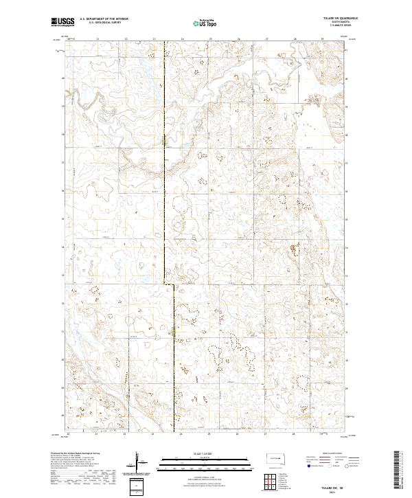 USGS US Topo 7.5-minute map for Tulare SW SD 2021