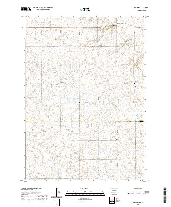 USGS US Topo 7.5-minute map for Turkey Ridge SD 2021