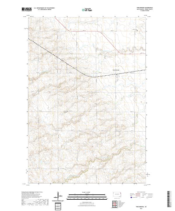 USGS US Topo 7.5-minute map for Twin Brooks SD 2021