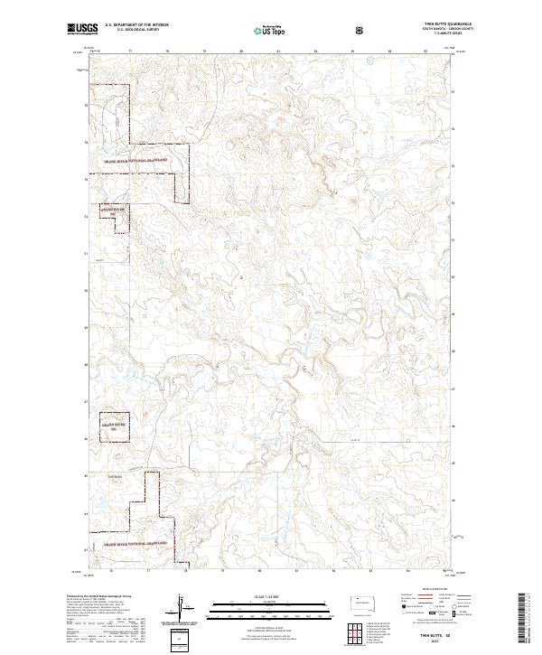 USGS US Topo 7.5-minute map for Twin Butte SD 2021