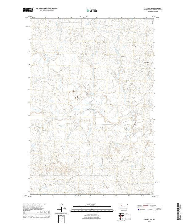 USGS US Topo 7.5-minute map for Two Buttes SD 2021