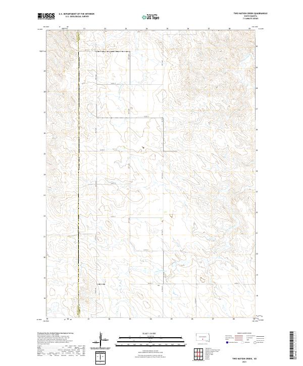 USGS US Topo 7.5-minute map for Two Nation Creek SD 2021