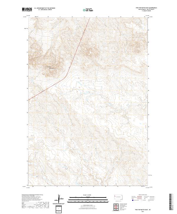 USGS US Topo 7.5-minute map for Two Top Butte East SD 2021