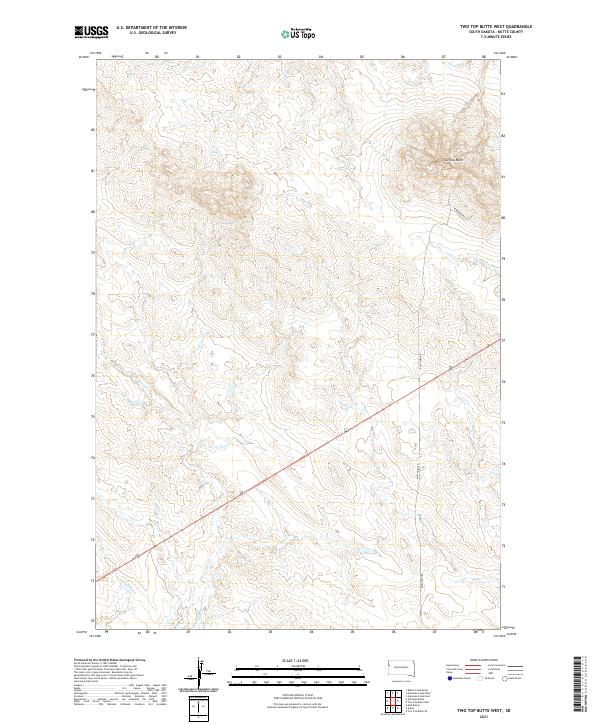 USGS US Topo 7.5-minute map for Two Top Butte West SD 2021