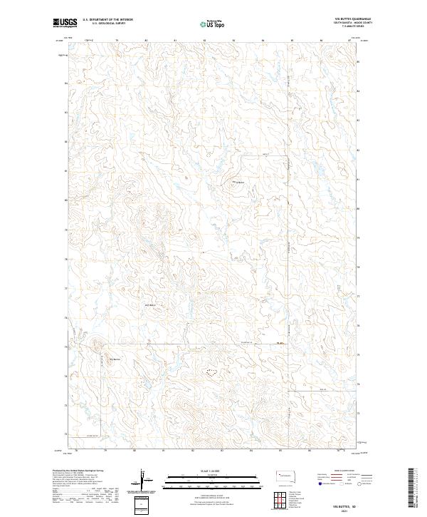 USGS US Topo 7.5-minute map for Vig Buttes SD 2021