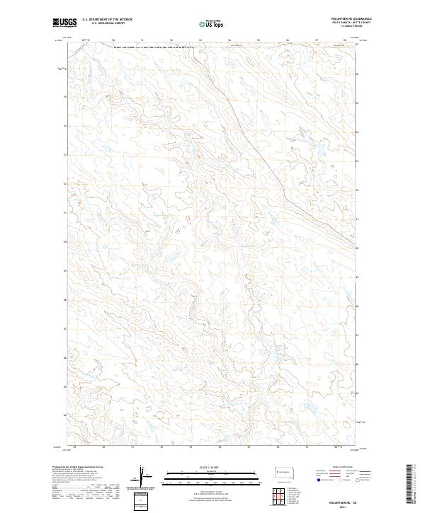 USGS US Topo 7.5-minute map for Volunteer NE SD 2021