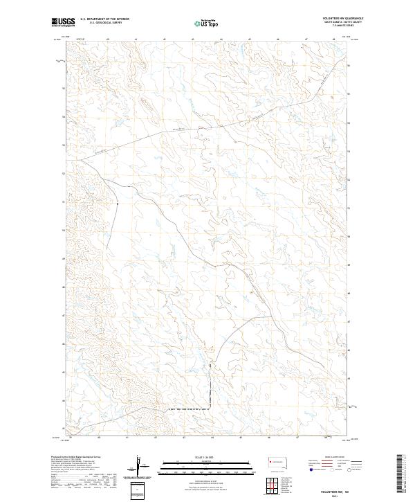 USGS US Topo 7.5-minute map for Volunteer NW SD 2021