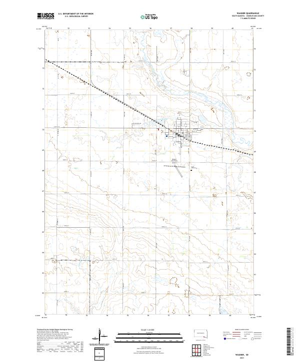 USGS US Topo 7.5-minute map for Wagner SD 2021