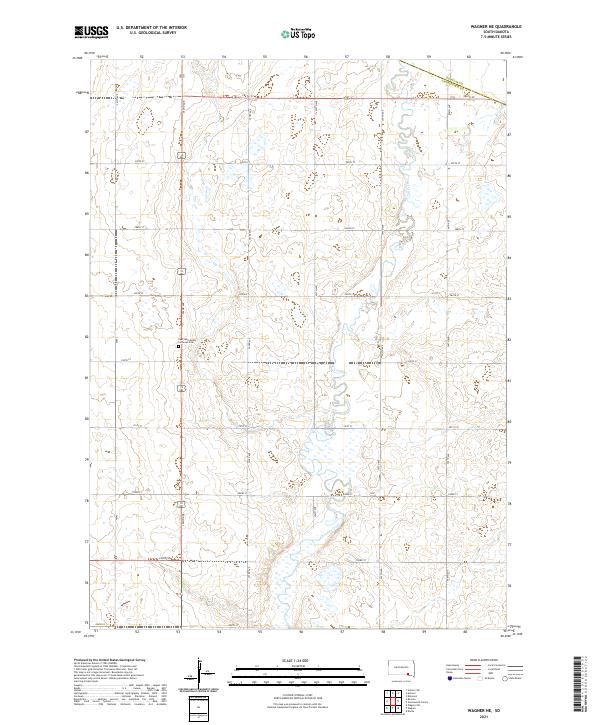 USGS US Topo 7.5-minute map for Wagner NE SD 2021