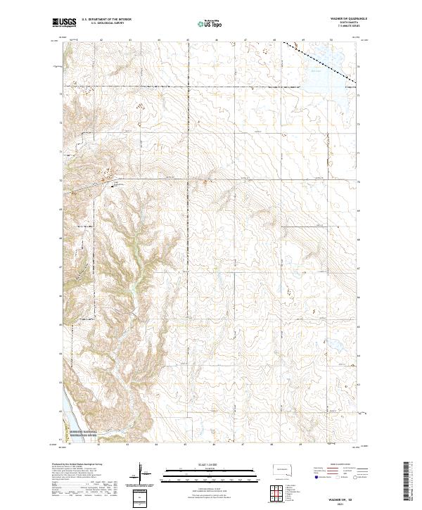 USGS US Topo 7.5-minute map for Wagner SW SD 2021