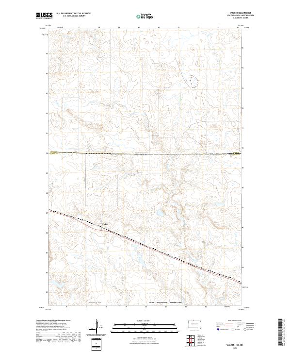 USGS US Topo 7.5-minute map for Walker SDND 2021