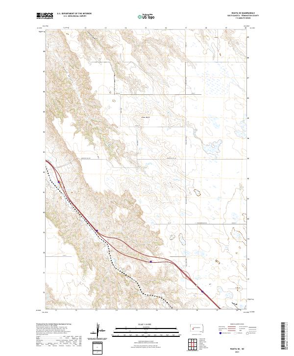 USGS US Topo 7.5-minute map for Wasta SE SD 2021