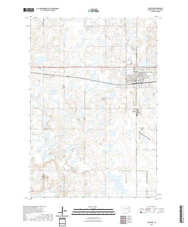 USGS US Topo 7.5-minute map for Webster SD 2021