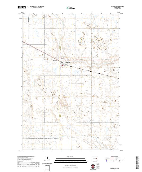 USGS US Topo 7.5-minute map for Wessington SD 2021