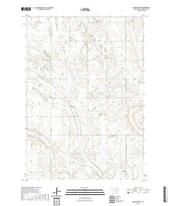 USGS US Topo 7.5-minute map for Wessington SE SD 2021