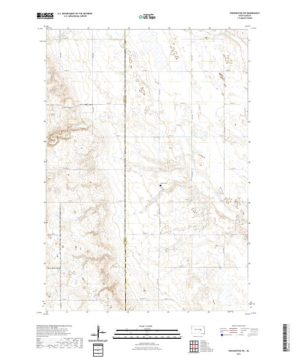 USGS US Topo 7.5-minute map for Wessington SW SD 2021