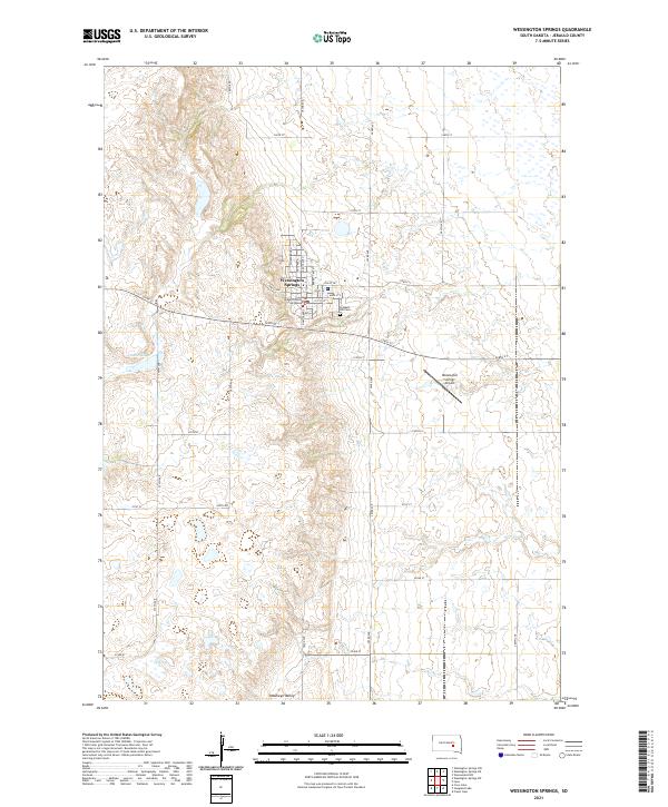 USGS US Topo 7.5-minute map for Wessington Springs SD 2021