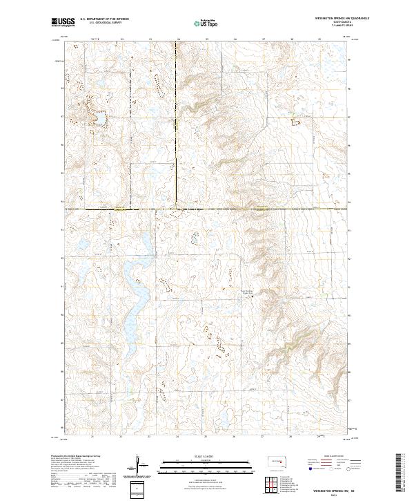 USGS US Topo 7.5-minute map for Wessington Springs NW SD 2021