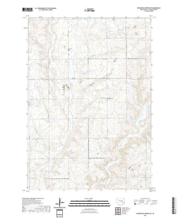 USGS US Topo 7.5-minute map for Wessington Springs SW SD 2021