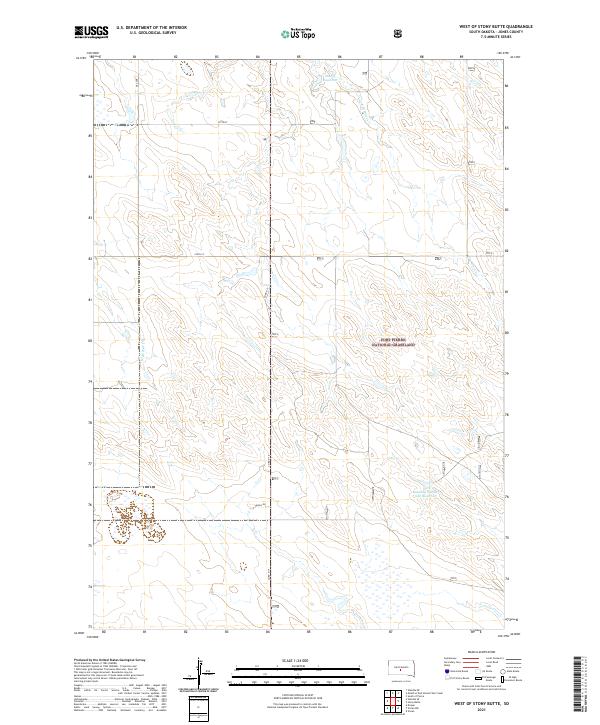 USGS US Topo 7.5-minute map for West of Stony Butte SD 2021