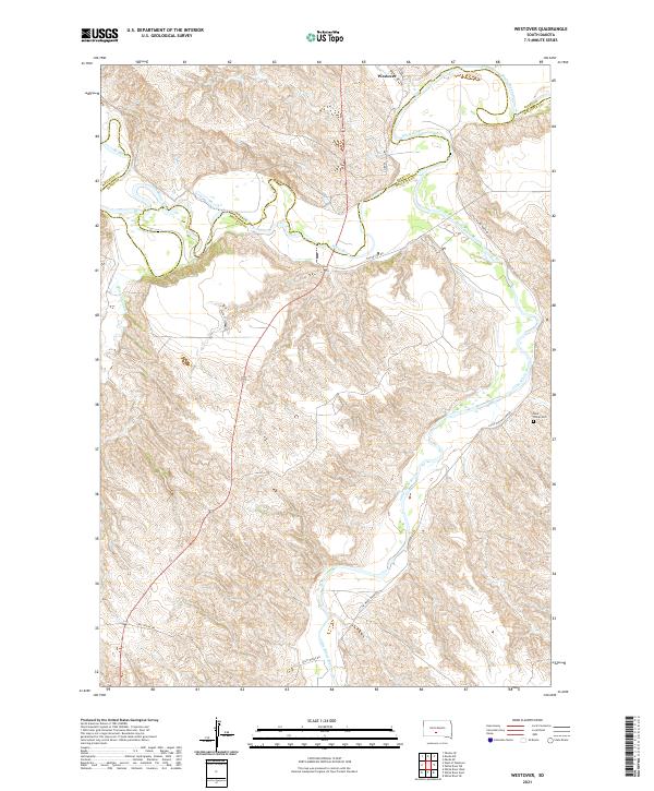 USGS US Topo 7.5-minute map for Westover SD 2021