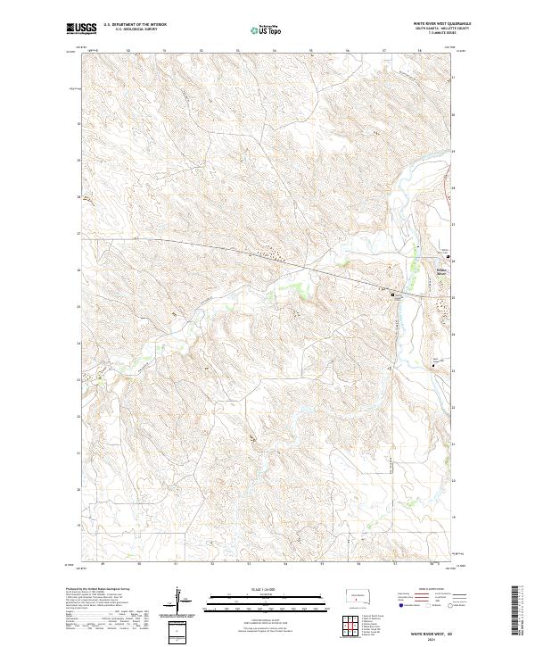 USGS US Topo 7.5-minute map for White River West SD 2021