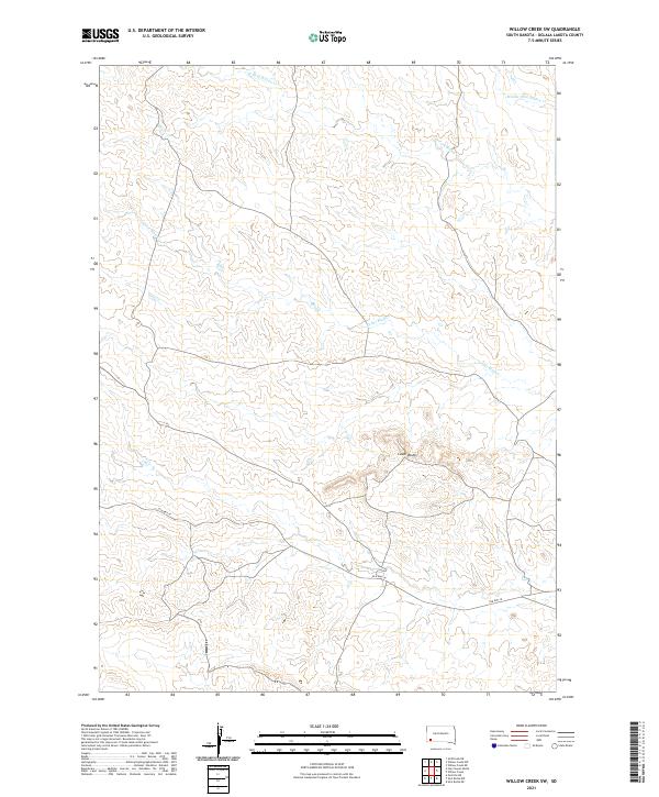 USGS US Topo 7.5-minute map for Willow Creek SW SD 2021