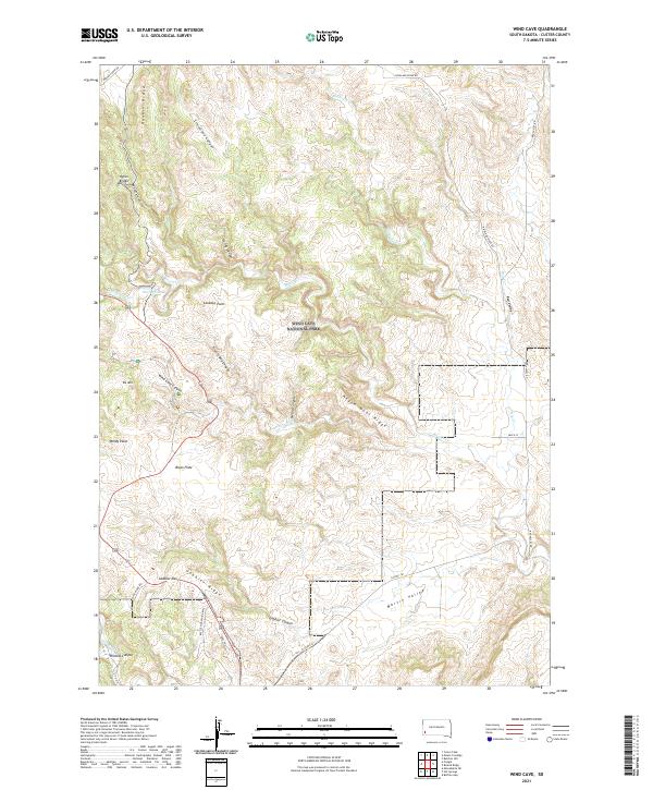 USGS US Topo 7.5-minute map for Wind Cave SD 2021