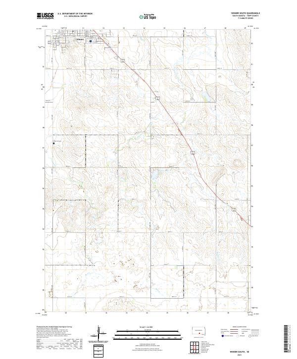 USGS US Topo 7.5-minute map for Winner South SD 2021