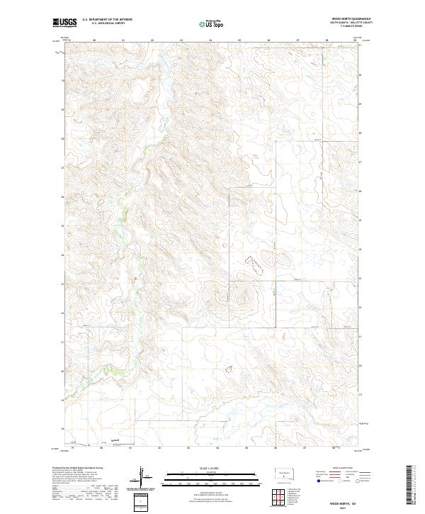 USGS US Topo 7.5-minute map for Wood North SD 2021