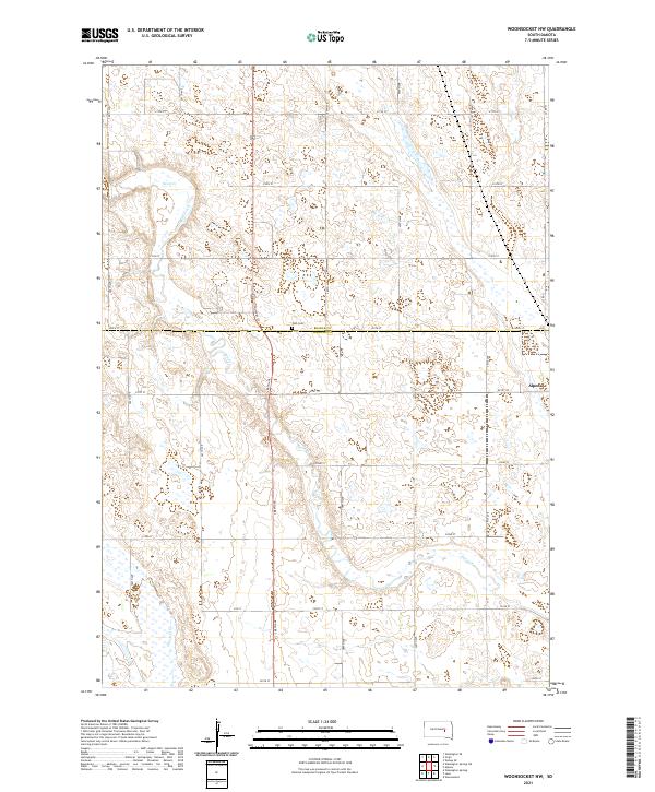 USGS US Topo 7.5-minute map for Woonsocket NW SD 2021