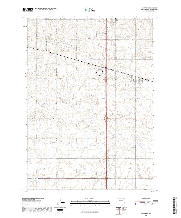 USGS US Topo 7.5-minute map for Worthing SD 2021