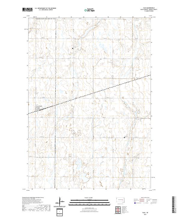 USGS US Topo 7.5-minute map for Yale SD 2021